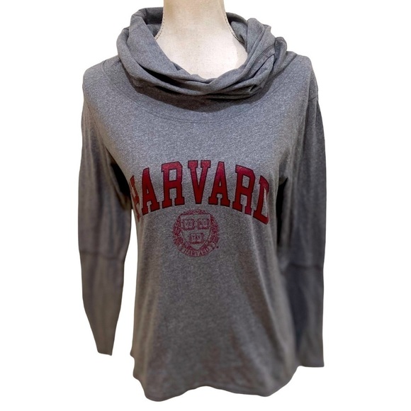 U-Trau Harvard cowl turtleneck gray lightweight casual long sleeve top large - Picture 1 of 11